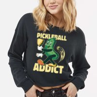 Pickleball Addict Cropped Pullover Crew