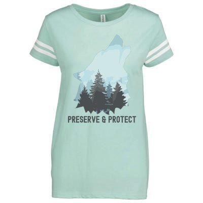 Preserve And Protect Wolf Forest Wildlife Conservation Enza Ladies Jersey Football T-Shirt