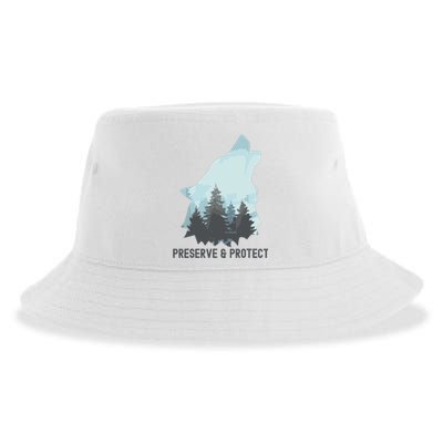 Preserve And Protect Wolf Forest Wildlife Conservation Sustainable Bucket Hat