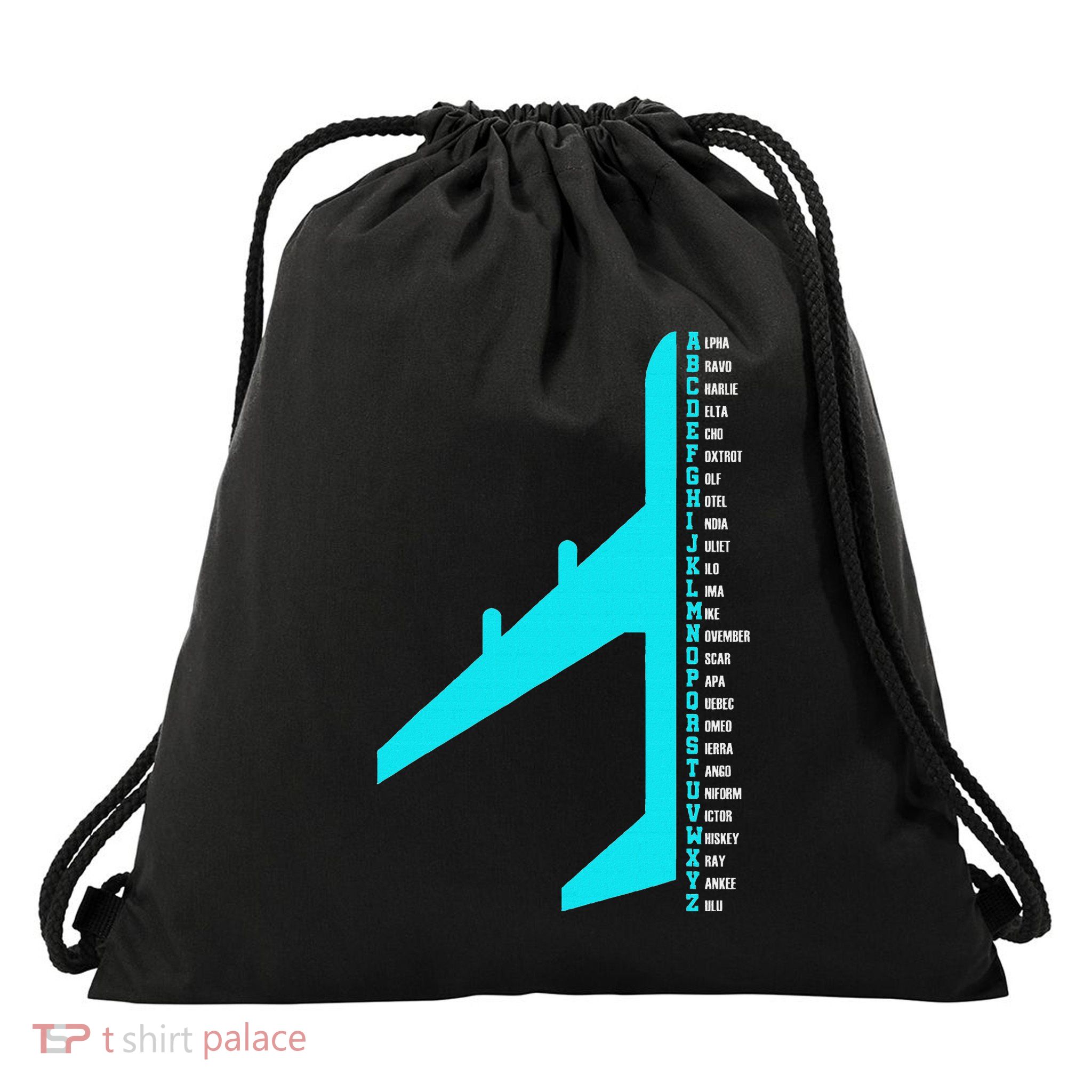 Phonetic Alphabet Pilot Airplane Funny Aviator Lover Drawstring Bag