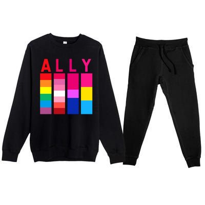 Proud Ally Pride Rainbow LGBT Ally Premium Crewneck Sweatsuit Set