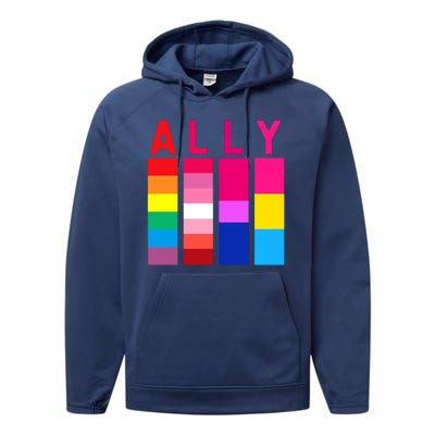 Proud Ally Pride Rainbow LGBT Ally Performance Fleece Hoodie