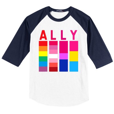 Proud Ally Pride Rainbow LGBT Ally Baseball Sleeve Shirt