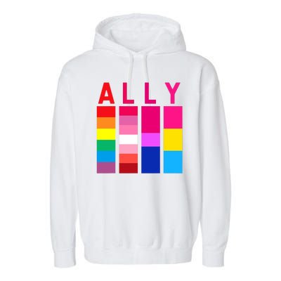 Proud Ally Pride Rainbow LGBT Ally Garment-Dyed Fleece Hoodie