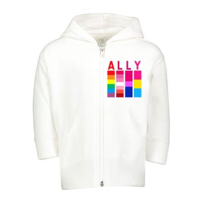 Proud Ally Pride Rainbow LGBT Ally Toddler Zip Fleece Hoodie