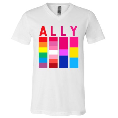 Proud Ally Pride Rainbow LGBT Ally V-Neck T-Shirt