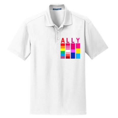 Proud Ally Pride Rainbow LGBT Ally Dry Zone Grid Polo