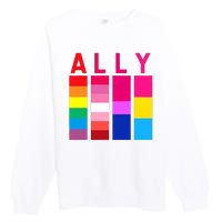 Proud Ally Pride Rainbow LGBT Ally Premium Crewneck Sweatshirt