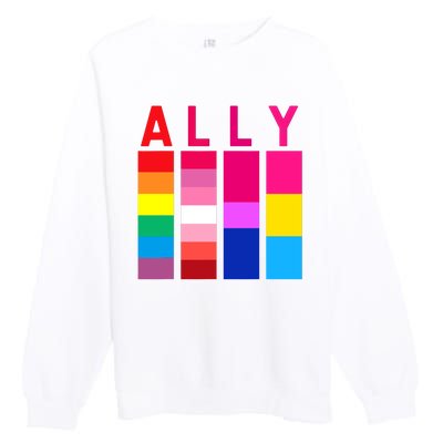 Proud Ally Pride Rainbow LGBT Ally Premium Crewneck Sweatshirt