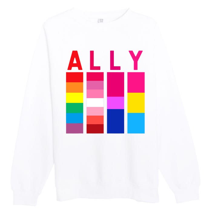 Proud Ally Pride Rainbow LGBT Ally Premium Crewneck Sweatshirt