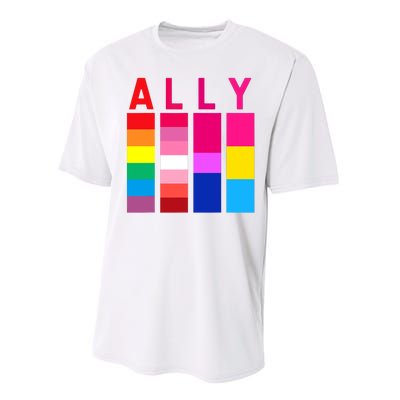 Proud Ally Pride Rainbow LGBT Ally Performance Sprint T-Shirt