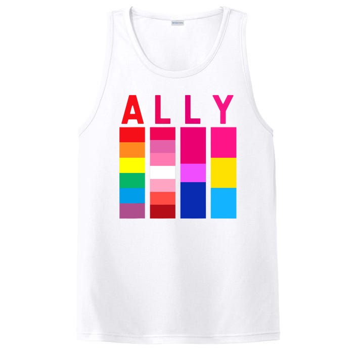 Proud Ally Pride Rainbow LGBT Ally PosiCharge Competitor Tank