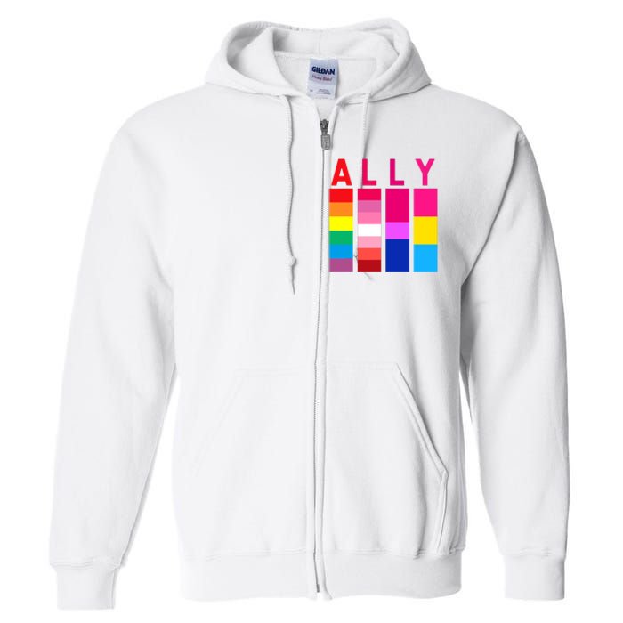 Proud Ally Pride Rainbow LGBT Ally Full Zip Hoodie