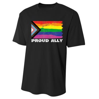 Proud Ally Pride Month LGTBQ Black Pride Flag Performance Sprint T-Shirt