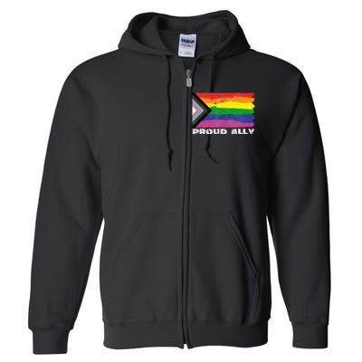 Proud Ally Pride Month LGTBQ Black Pride Flag Full Zip Hoodie