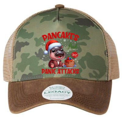 Pancakes And Panic Attacks Funny Moo Deng Pancake Christmas Legacy Tie Dye Trucker Hat