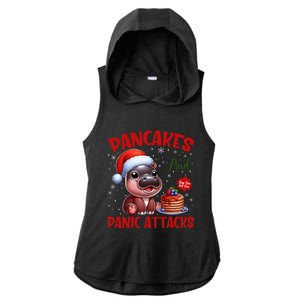 Pancakes And Panic Attacks Funny Moo Deng Pancake Christmas Ladies PosiCharge Tri-Blend Wicking Draft Hoodie Tank