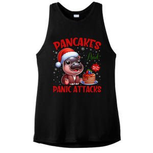 Pancakes And Panic Attacks Funny Moo Deng Pancake Christmas Ladies PosiCharge Tri-Blend Wicking Tank