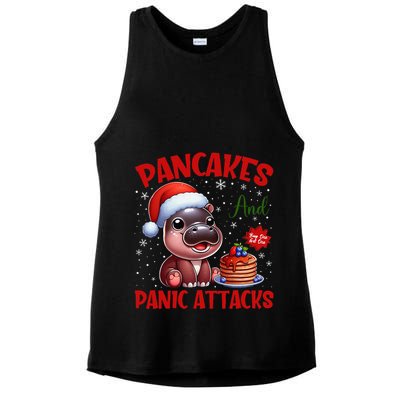 Pancakes And Panic Attacks Funny Moo Deng Pancake Christmas Ladies PosiCharge Tri-Blend Wicking Tank