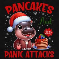 Pancakes And Panic Attacks Funny Moo Deng Pancake Christmas Ladies PosiCharge Tri-Blend Wicking Tank