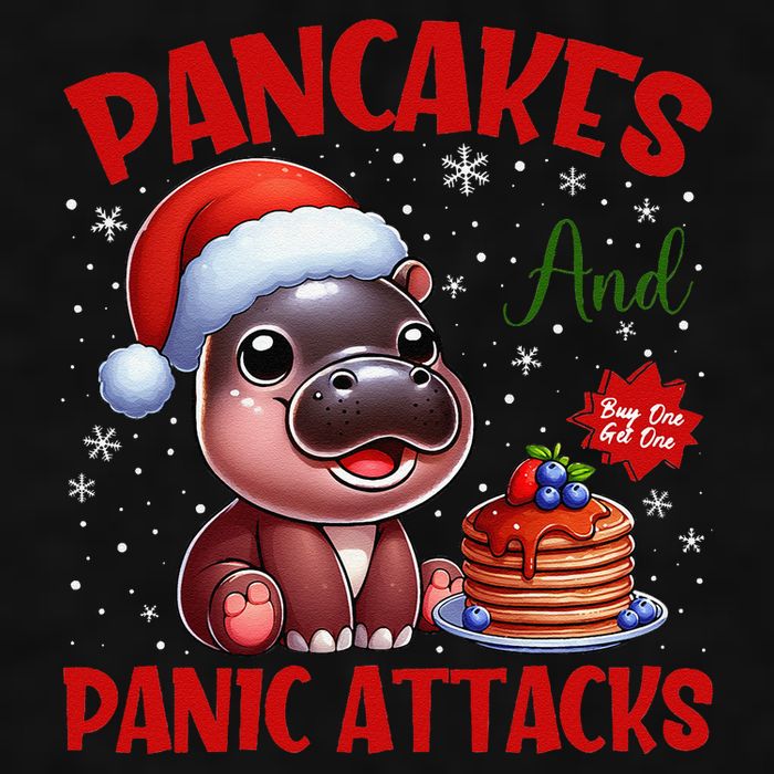 Pancakes And Panic Attacks Funny Moo Deng Pancake Christmas Ladies PosiCharge Tri-Blend Wicking Tank