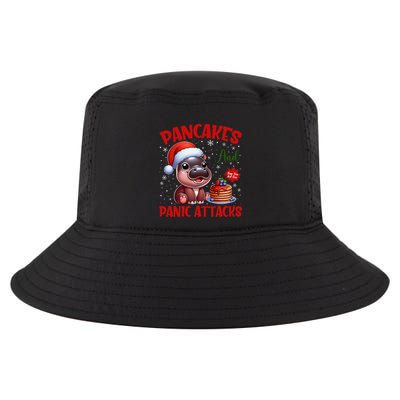 Pancakes And Panic Attacks Funny Moo Deng Pancake Christmas Cool Comfort Performance Bucket Hat