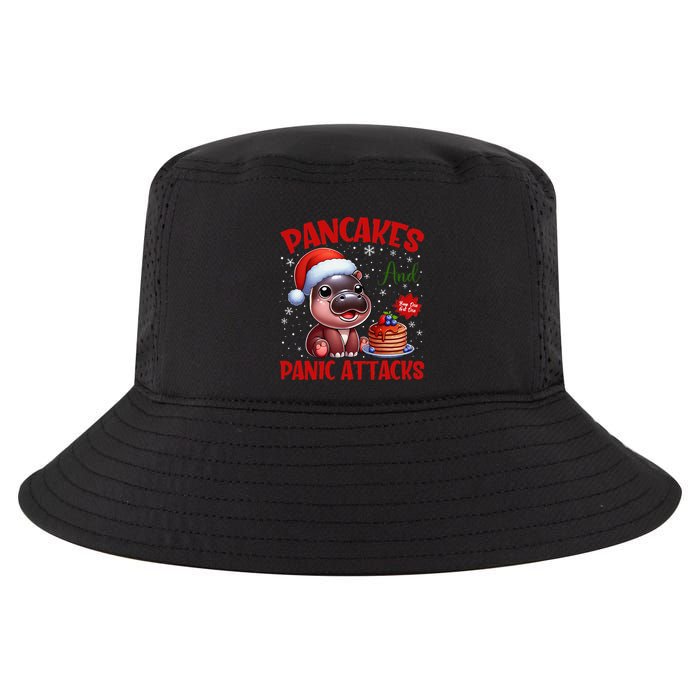 Pancakes And Panic Attacks Funny Moo Deng Pancake Christmas Cool Comfort Performance Bucket Hat