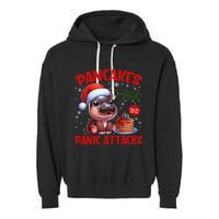 Pancakes And Panic Attacks Funny Moo Deng Pancake Christmas Garment-Dyed Fleece Hoodie