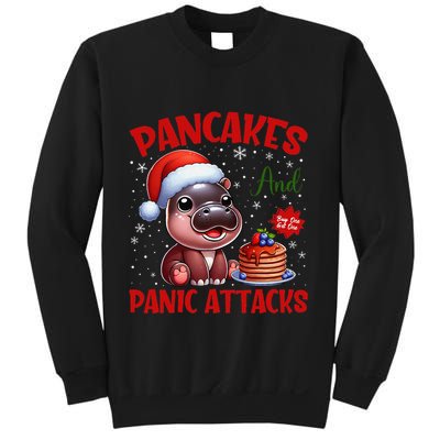 Pancakes And Panic Attacks Funny Moo Deng Pancake Christmas Sweatshirt