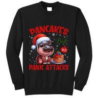 Pancakes And Panic Attacks Funny Moo Deng Pancake Christmas Sweatshirt