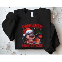 Pancakes And Panic Attacks Funny Moo Deng Pancake Christmas Sweatshirt