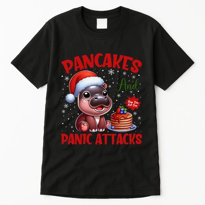 Pancakes And Panic Attacks Funny Moo Deng Pancake Christmas Tall T-Shirt