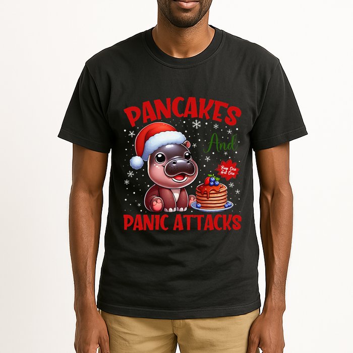 Pancakes And Panic Attacks Funny Moo Deng Pancake Christmas Tall T-Shirt