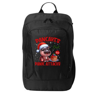 Pancakes And Panic Attacks Funny Moo Deng Pancake Christmas City Backpack