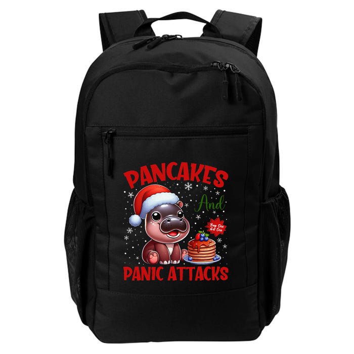 Pancakes And Panic Attacks Funny Moo Deng Pancake Christmas Backpack