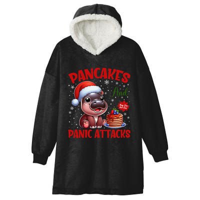 Pancakes And Panic Attacks Funny Moo Deng Pancake Christmas Hooded Wearable Blanket