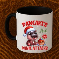 Pancakes And Panic Attacks Funny Moo Deng Pancake Christmas Mug