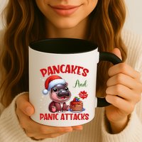 Pancakes And Panic Attacks Funny Moo Deng Pancake Christmas Mug