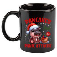 Pancakes And Panic Attacks Funny Moo Deng Pancake Christmas 11oz C Handle Ceramic Mug