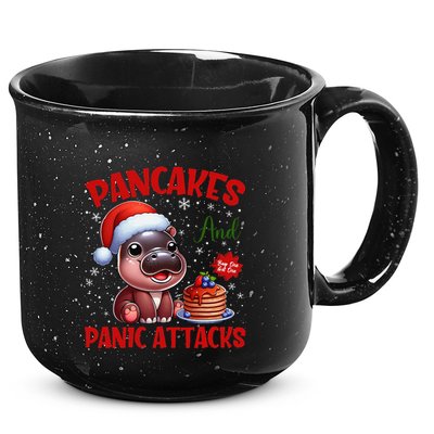 Pancakes And Panic Attacks Funny Moo Deng Pancake Christmas 15oz Campfire Ceramic Mug