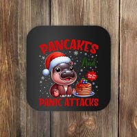 Pancakes And Panic Attacks Funny Moo Deng Pancake Christmas Coaster