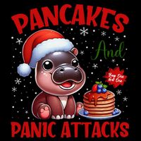 Pancakes And Panic Attacks Funny Moo Deng Pancake Christmas Coaster
