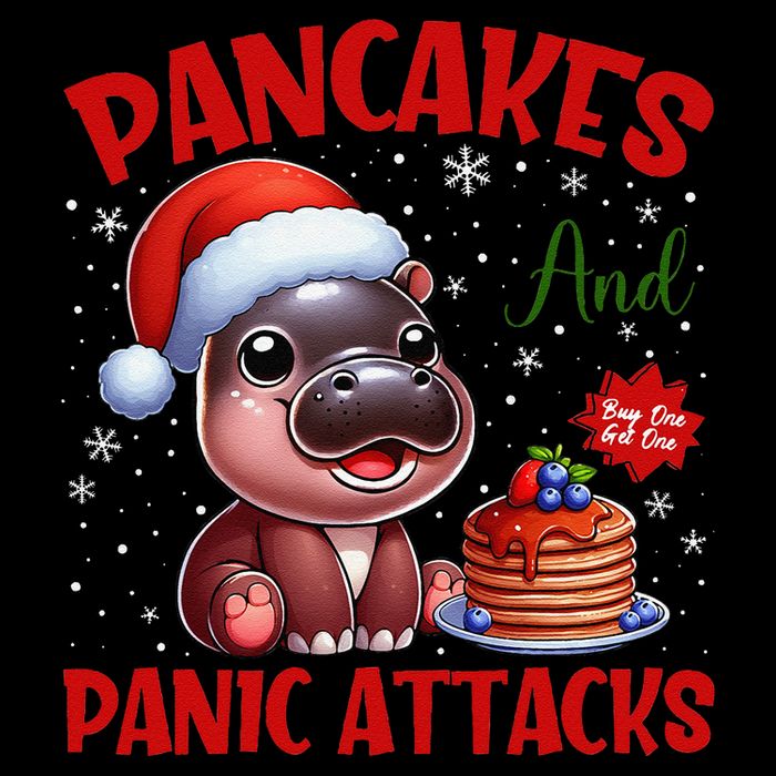 Pancakes And Panic Attacks Funny Moo Deng Pancake Christmas Coaster