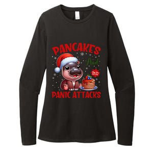 Pancakes And Panic Attacks Funny Moo Deng Pancake Christmas Womens CVC Long Sleeve Shirt