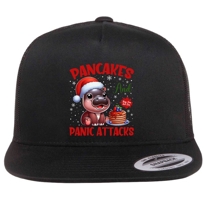 Pancakes And Panic Attacks Funny Moo Deng Pancake Christmas Flatbill Hat