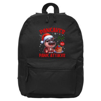 Pancakes And Panic Attacks Funny Moo Deng Pancake Christmas 16 in Basic Backpack