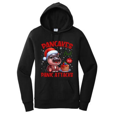 Pancakes And Panic Attacks Funny Moo Deng Pancake Christmas Women's Pullover Hoodie