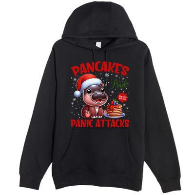 Pancakes And Panic Attacks Funny Moo Deng Pancake Christmas Premium Pullover Hoodie