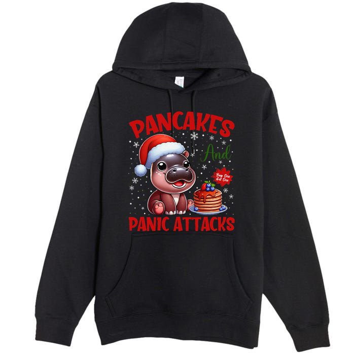Pancakes And Panic Attacks Funny Moo Deng Pancake Christmas Premium Pullover Hoodie