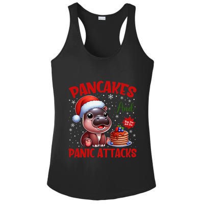 Pancakes And Panic Attacks Funny Moo Deng Pancake Christmas Ladies PosiCharge Competitor Racerback Tank